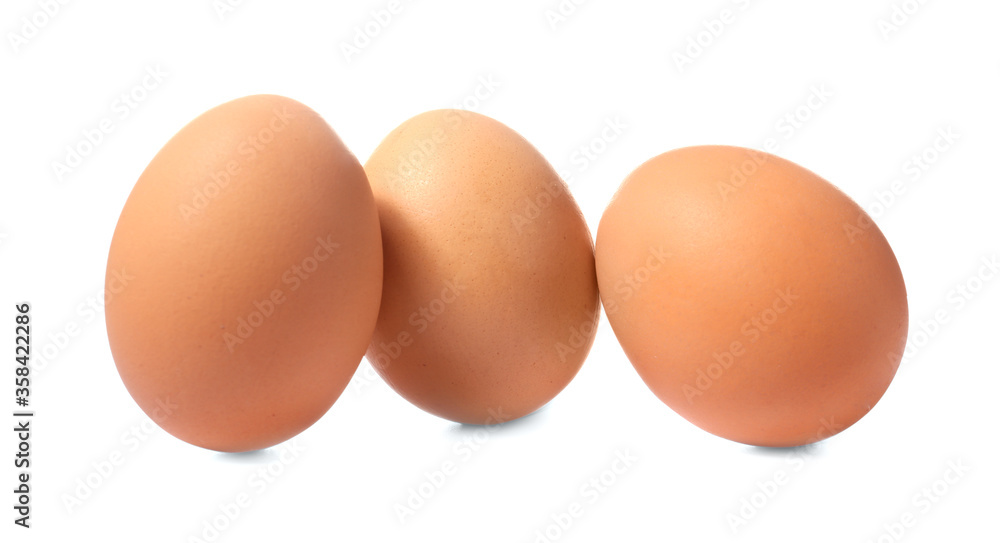 Fresh chicken eggs on white background Fresh chicken eggs on white background