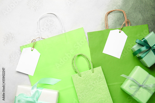 Green shopping bags and gif...