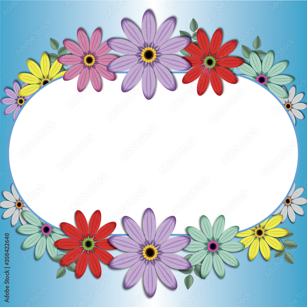 Illustration floral frame, with beautiful flowers and empty frame for write something you need like 