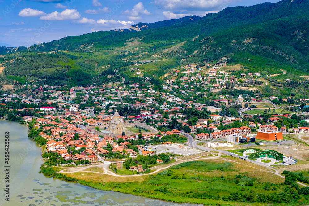 It's Beautiful view of the old town of Mtskheta in Georgia. First capital of Georgia and a UNESCO World Heritage site
