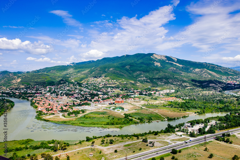 It's Beautiful view of the old town of Mtskheta in Georgia. First capital of Georgia and a UNESCO World Heritage site