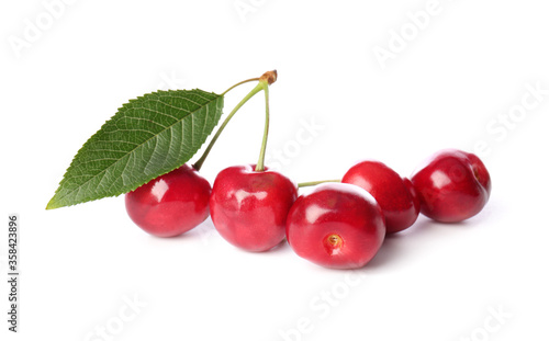 Tasty sweet cherry on white background