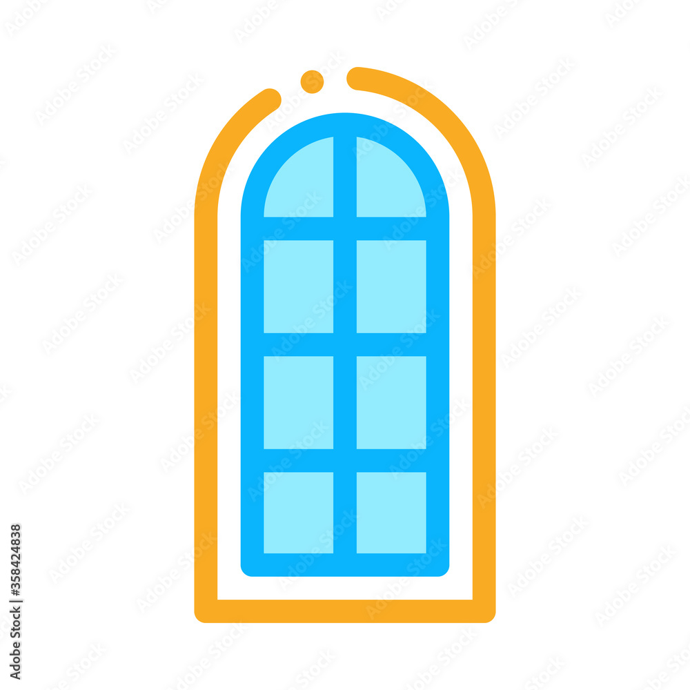 arched window consisting of square glasses icon vector. arched window consisting of square glasses sign. color symbol illustration arched window consisting of square glasses icon vector. arched window consisting of square glasses sign. color symbol illustration