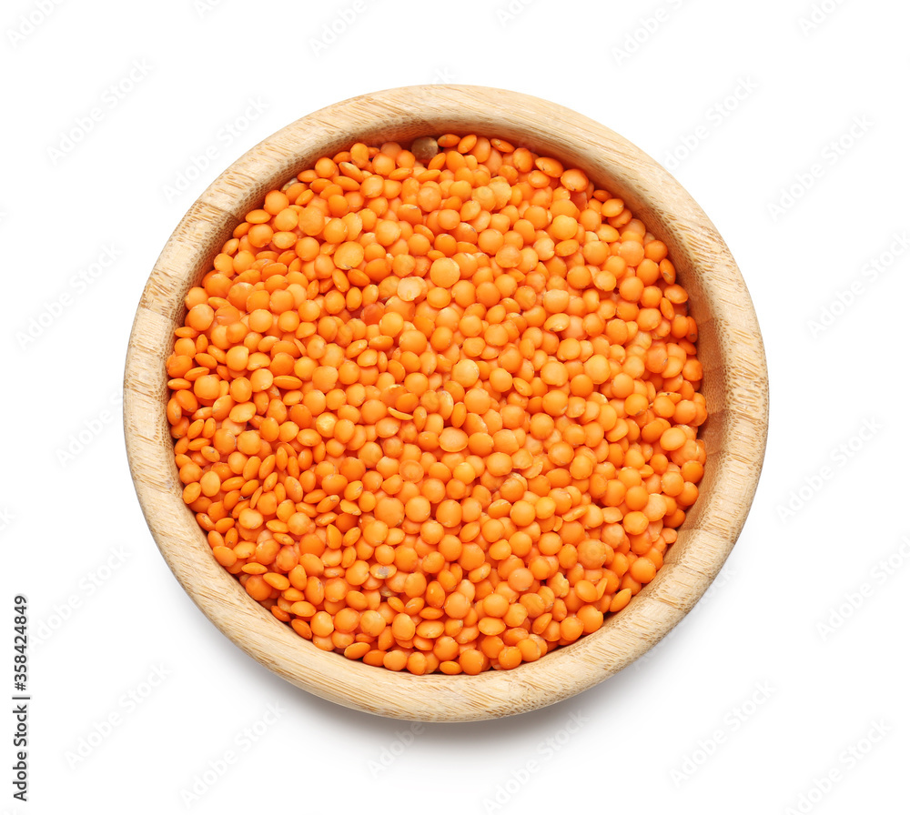 Bowl with lentils on white background Bowl with lentils on white background