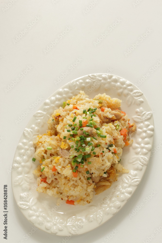 Korean food, kimchi and chicken fried rice Korean food, kimchi and chicken fried rice