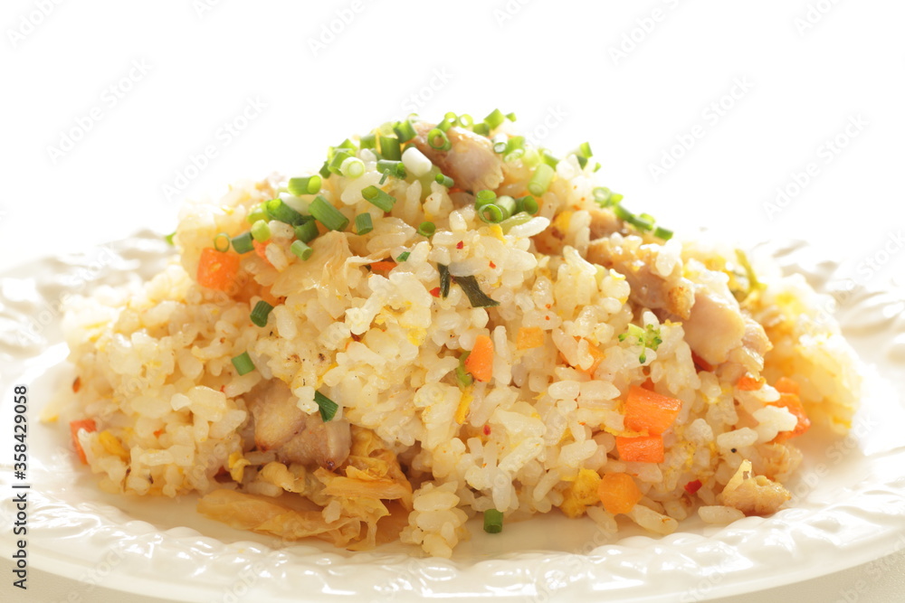 Korean food, kimchi and chicken fried rice Korean food, kimchi and chicken fried rice
