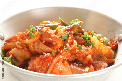 Korean cooking, marinated chicken and gochujang