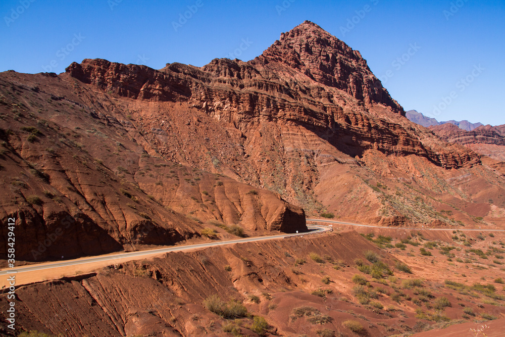 Fototapeta premium Different shapes and colors in the mountains due to erosion by the wind and the elements.