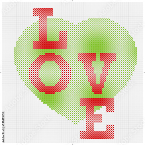 Love Cross Stitch, Heart Shape, Romance