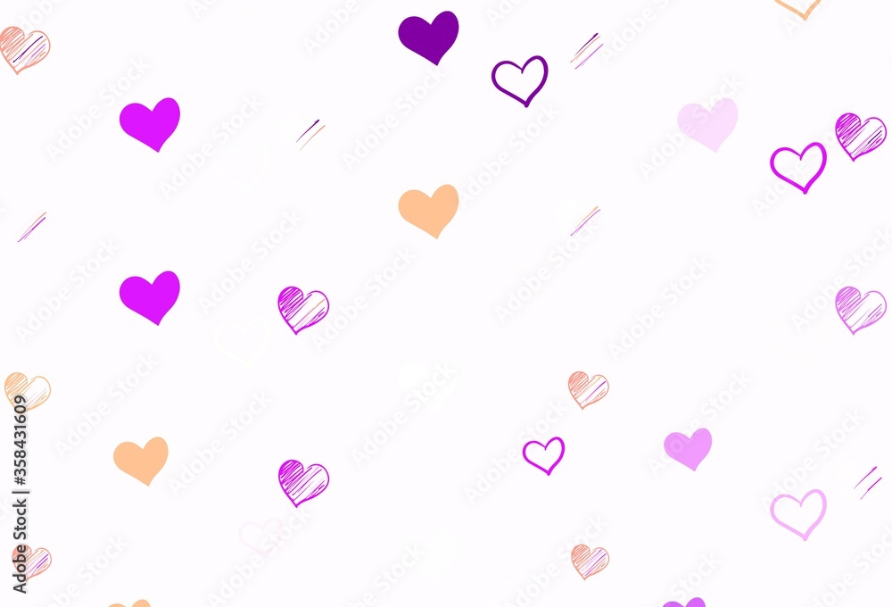 Light Pink, Red vector texture with lovely hearts.