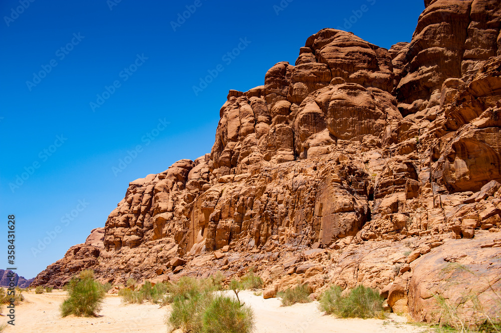 It's Beautiful landscape of the Mountains of the Wadi Rum, The Valley of the Moon, southern Jordan.