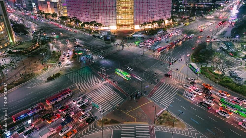 traffic in Seoul City at night South Korea 