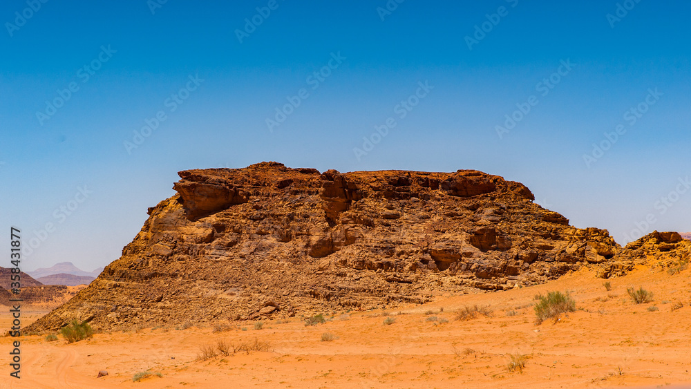 It's Landscape of the desert of Wadi Rum, The Valley of the Moon, southern Jordan.