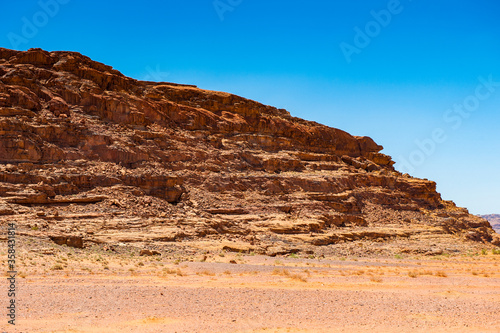 It s Landscape of the desert of Wadi Rum  The Valley of the Moon  southern Jordan.