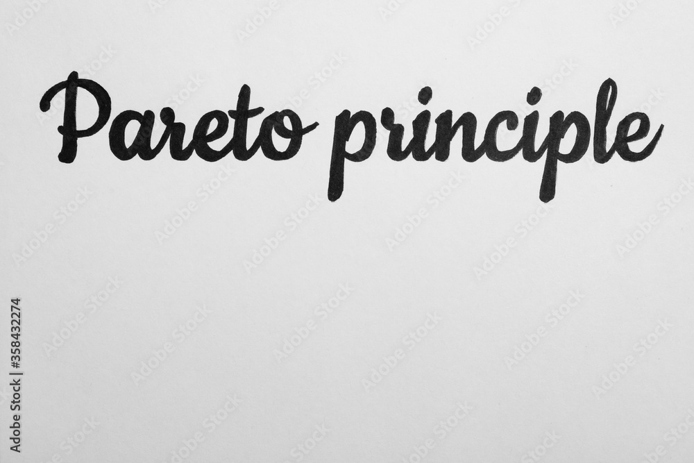 Fototapeta premium Words PARETO PRINCIPLE on white background, top view. Space for text