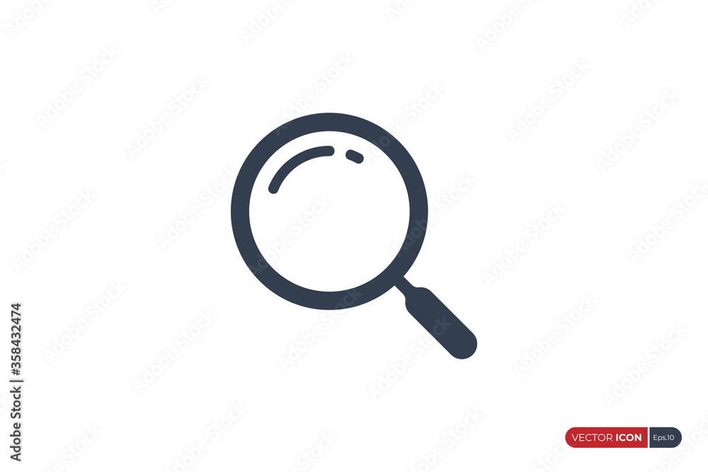 Magnify Zoom Lens Search Icon isolated on white background. Flat Vector Icon Design Template Element. Magnify Zoom Lens Search Icon isolated on white background. Flat Vector Icon Design Template Element.