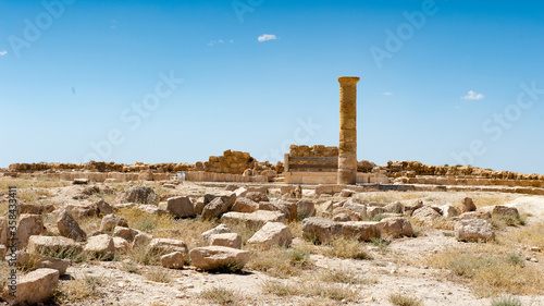 It's Column in the Herod Castle ruins, Machaerus, fortified hilltop palace in Jordan
