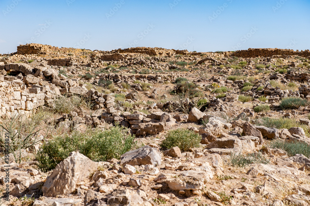 Fototapeta premium It's Umm ar-Rasas, ruins from the Roman, Byzantine, and Muslim civilizations.