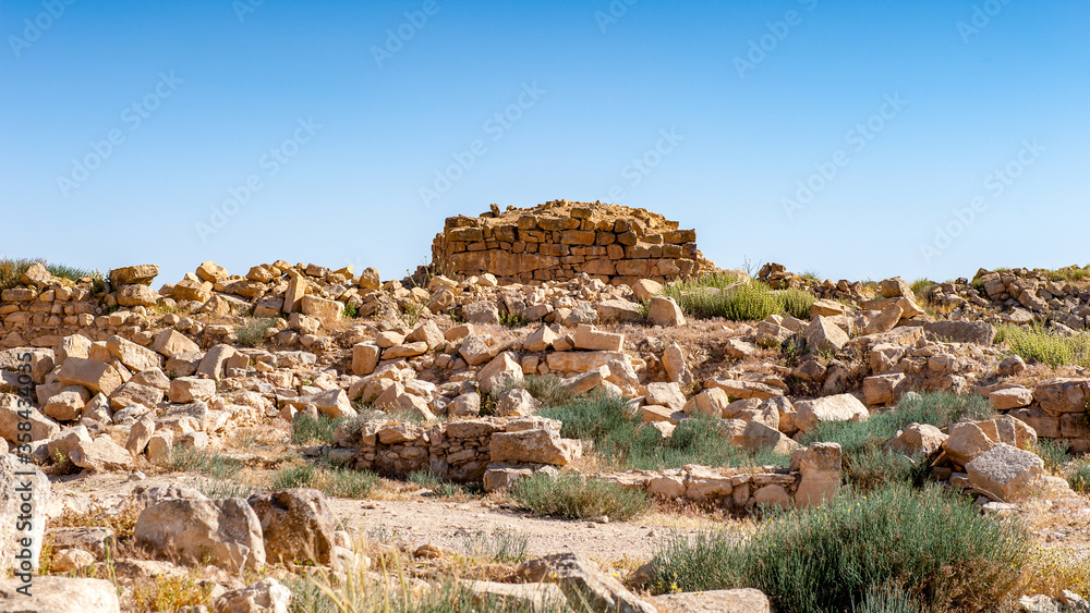 It's Roman ruins in Umm ar-Rasas,an archeological site in Jordan. UNESCO World heritage