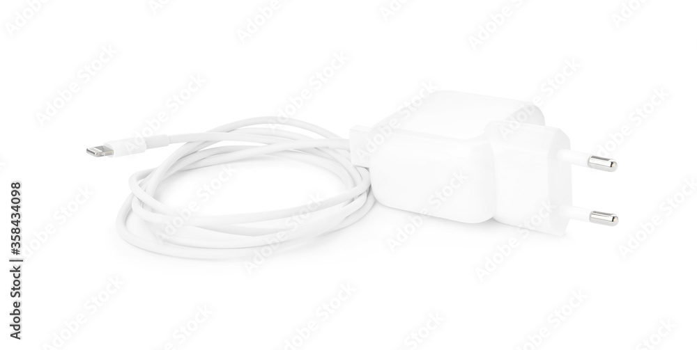 USB charger isolated on white. Modern technology USB charger isolated on white. Modern technology