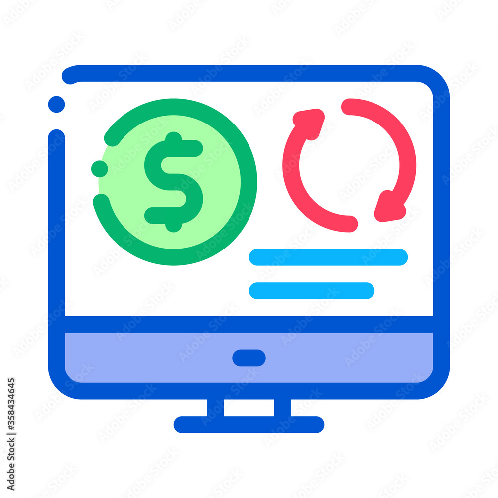 refinance money in computer mode icon vector. refinance money in computer mode sign. color symbol illustration refinance money in computer mode icon vector. refinance money in computer mode sign. color symbol illustration