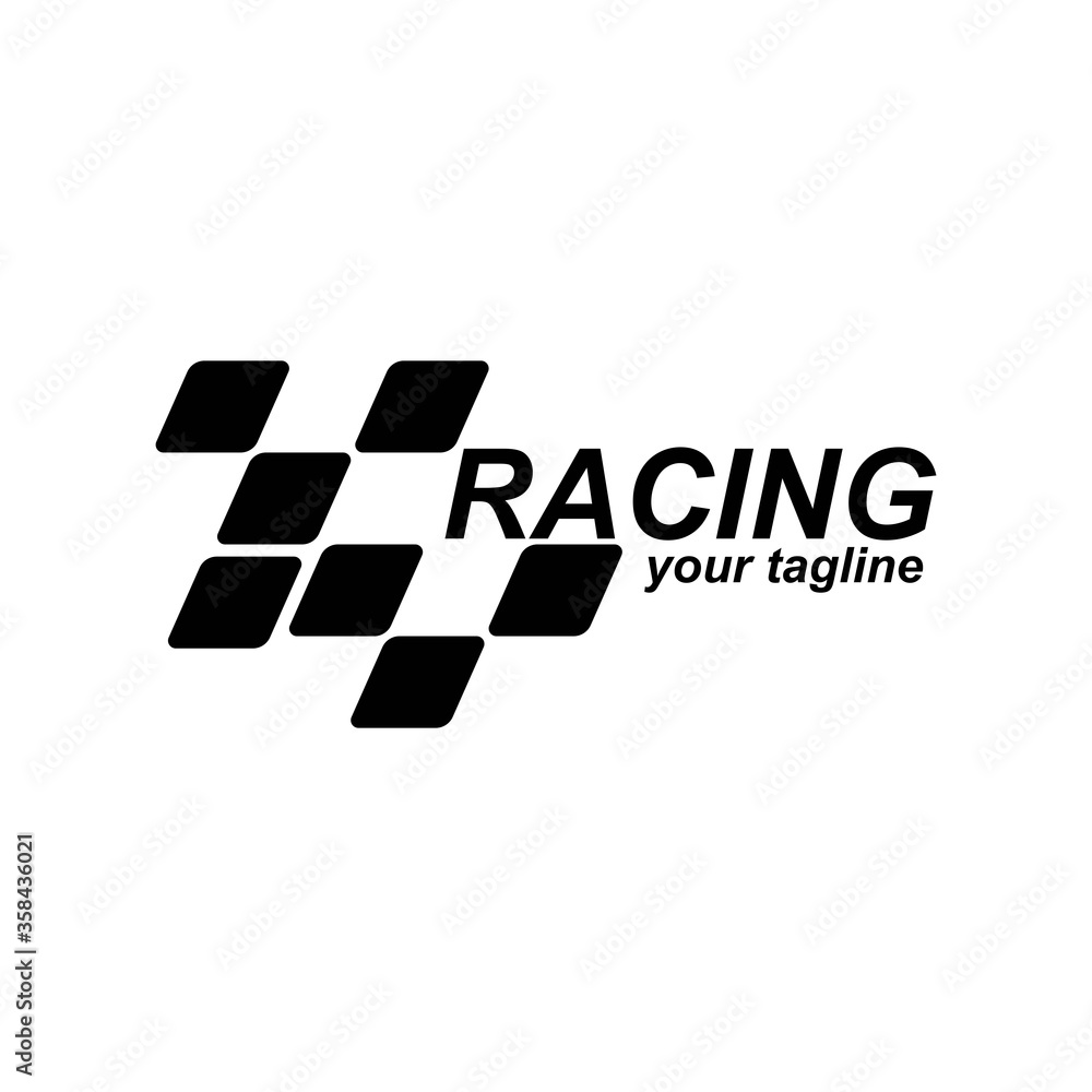 Race flag icon, simple design race flag logo template
