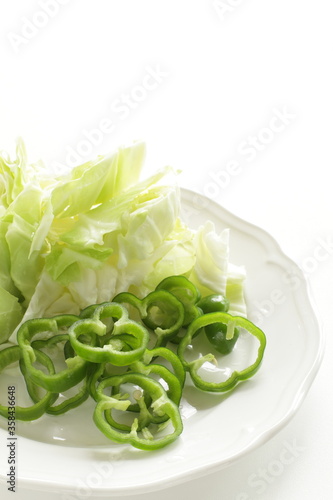 Chopped green pepper and cabbage for cooking ingredient