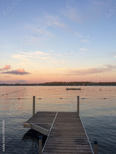 wooden pier at sunset