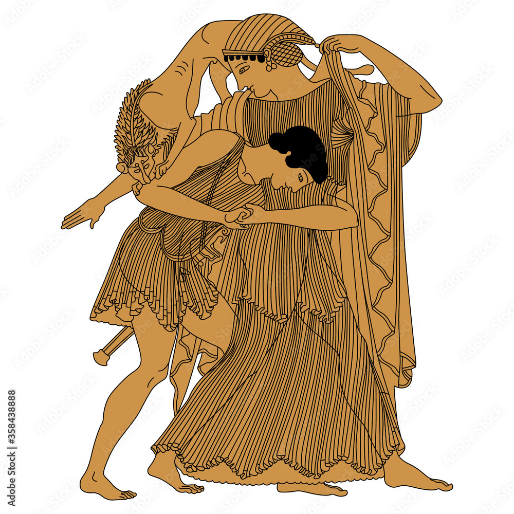 Isolated Vector Illustration. Two Mythological Characters. Peleus 