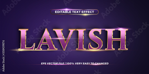 Text effect in gradient 3d Lavish words text effect theme editable metal rose gold color concept with purple background