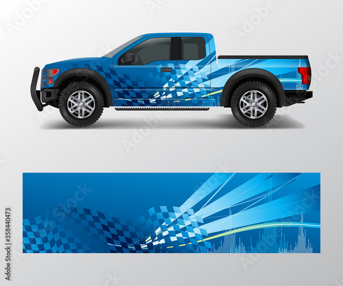 Truck and car graphic background wrap and vinyl sticker design vector