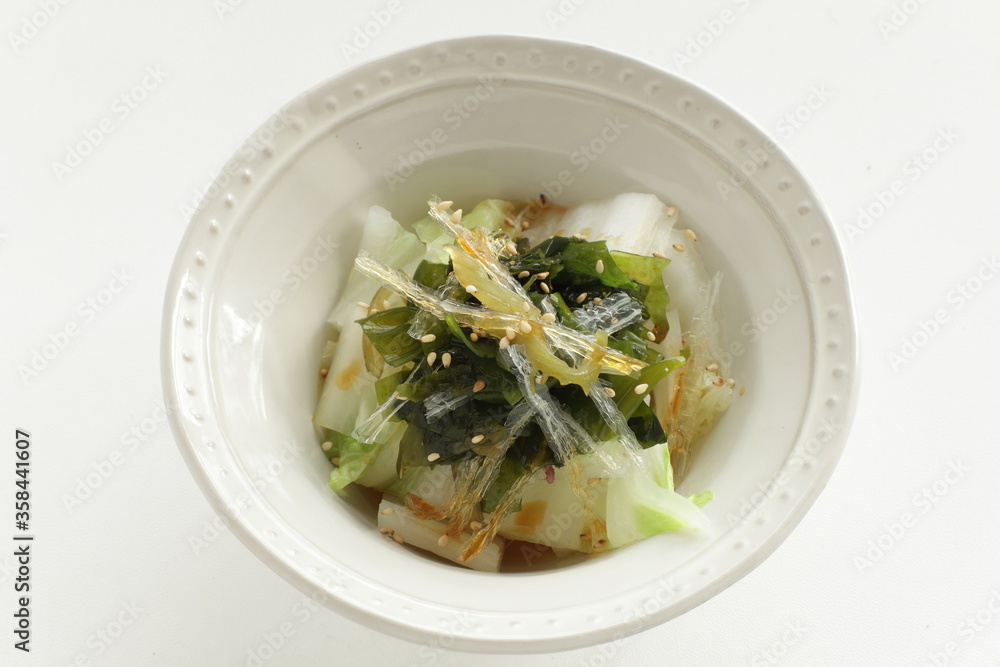 Japanese healthy food, agar and boiled cabbage salad Japanese healthy food, agar and boiled cabbage salad