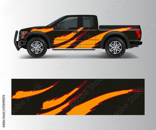 truck and cargo van wrap vector  Car decal wrap design. Graphic abstract stripe designs for vehicle  race  offroad  adventure and livery car