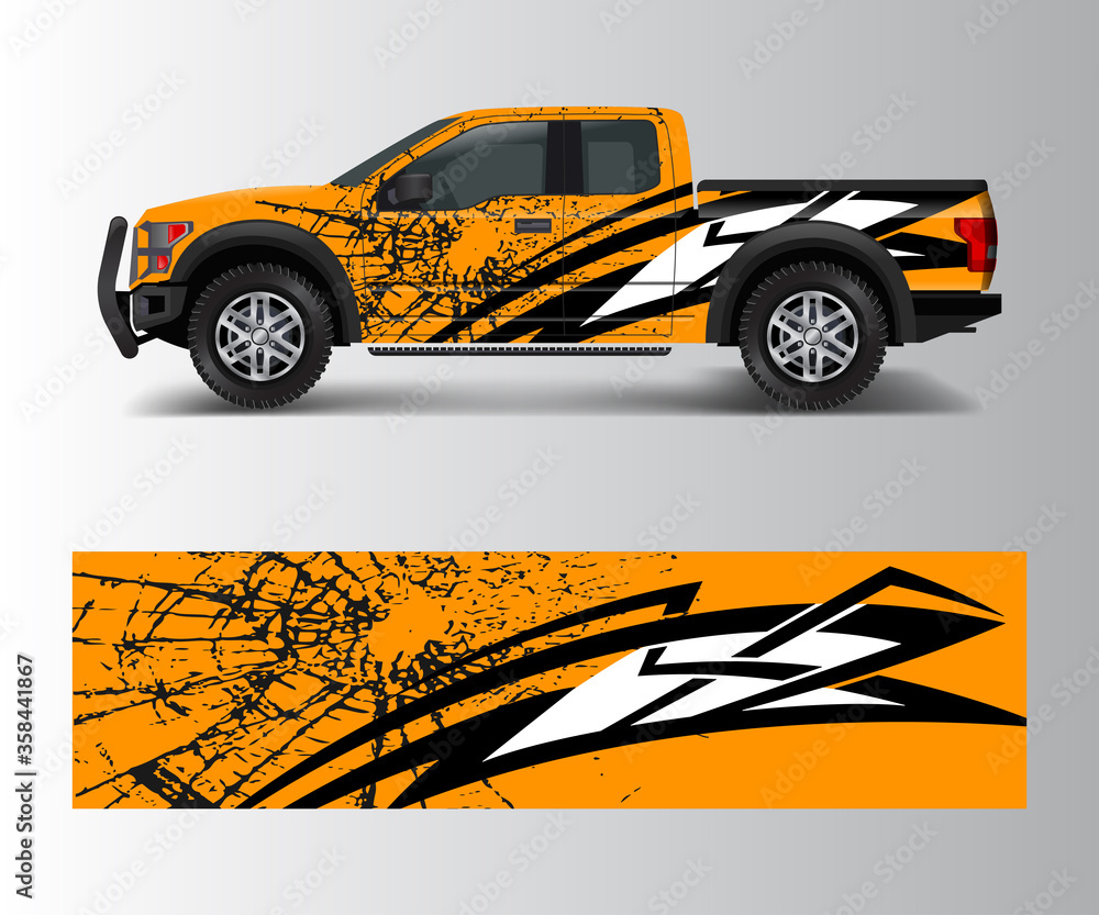 offroad vehicle wrap design vector. Pickup truck decal wrap design