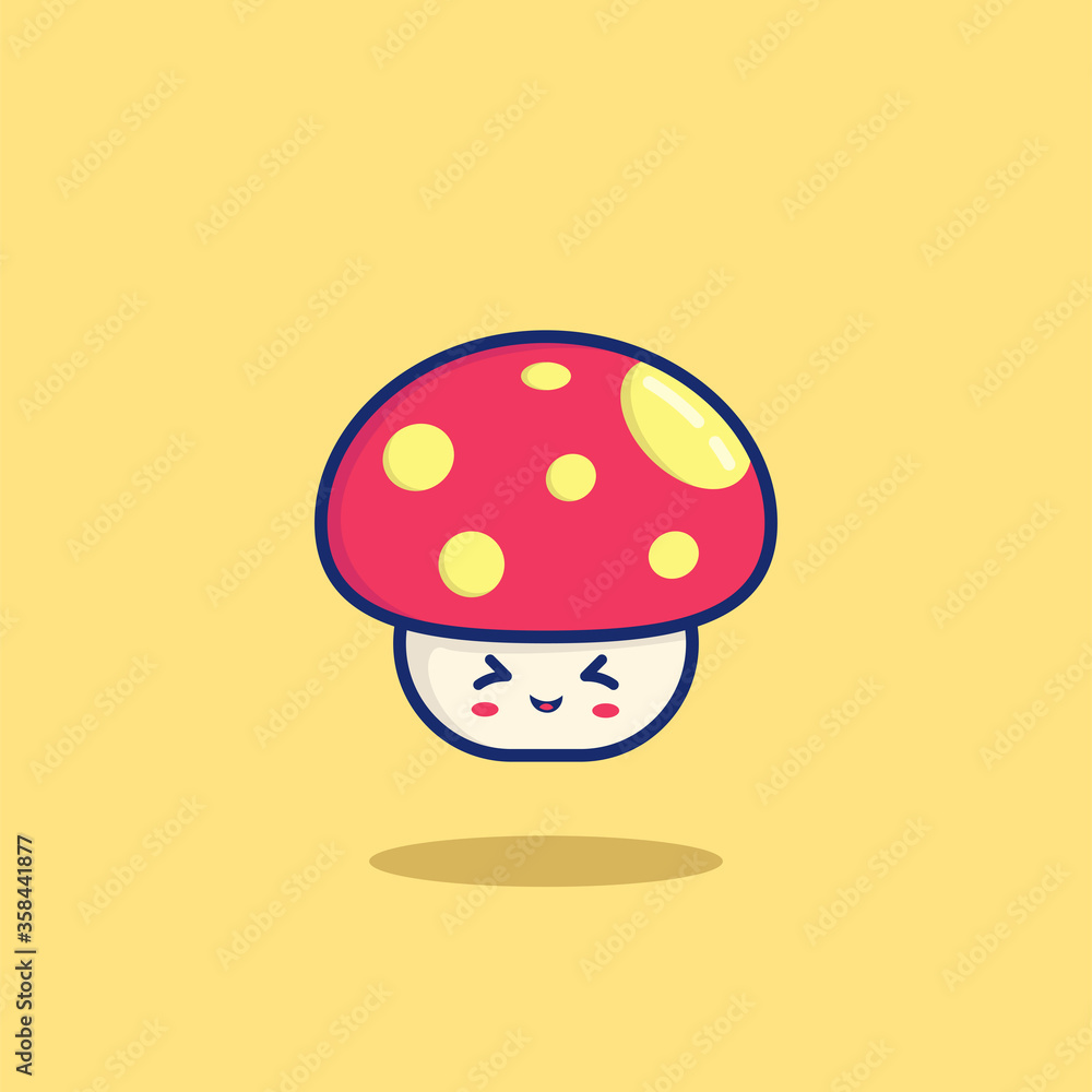 Mushroom Vector Icon Illustration. Cute Vegetable. Flat Cartoon Style Suitable for Web Landing Page, Banner, Sticker, Background Mushroom Vector Icon Illustration. Cute Vegetable. Flat Cartoon Style Suitable for Web Landing Page, Banner, Sticker, Background