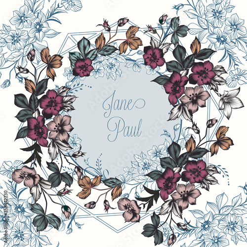 Elegant vintage wedding invitation card for design