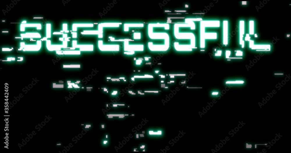 Success human trials text glowing glitch effect on black Success human trials text glowing glitch effect on black