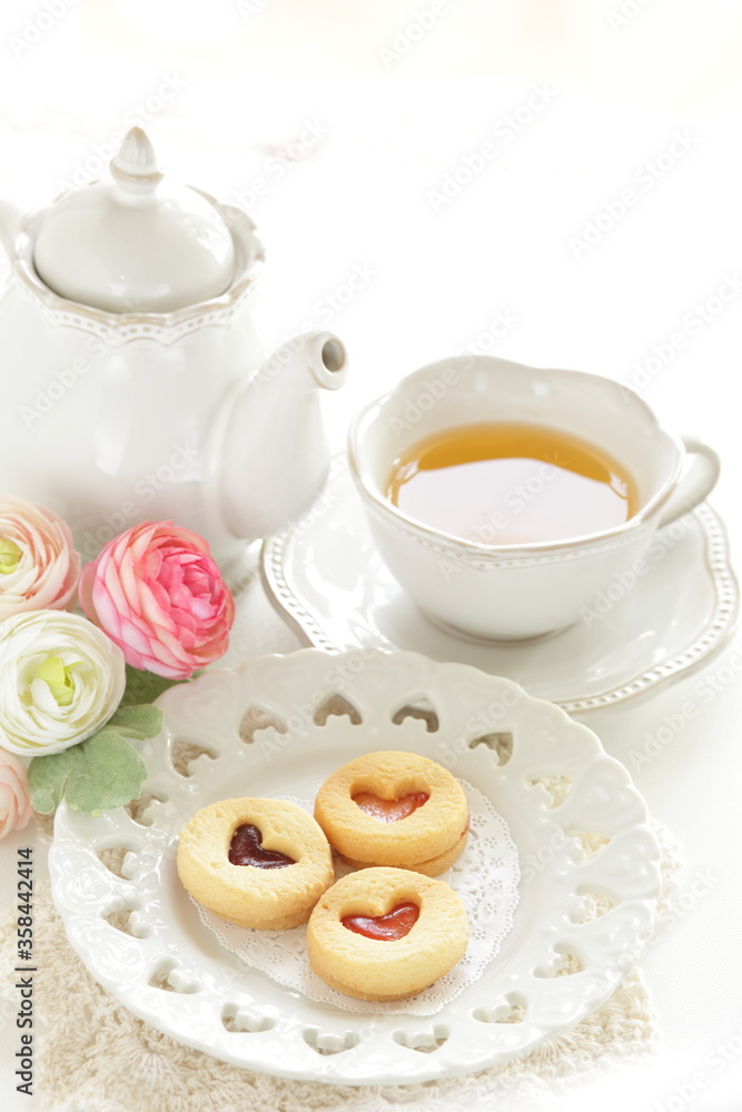 Homemade bakery, heart shaped jam cookie Homemade bakery, heart shaped jam cookie