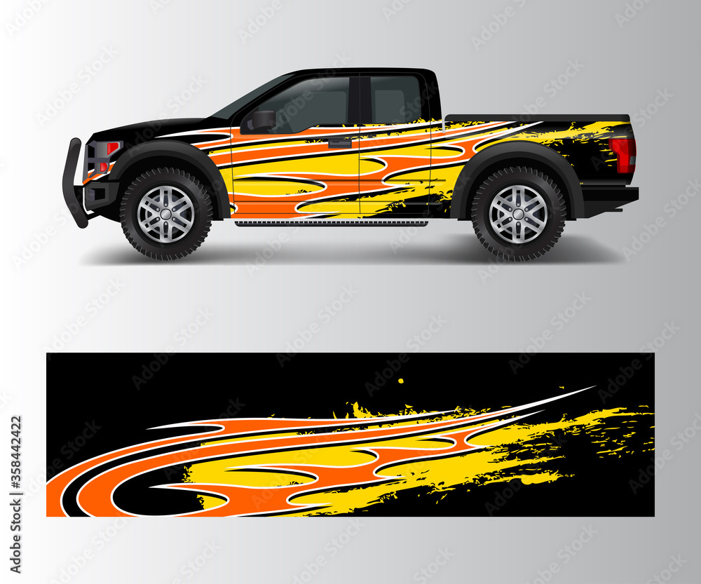 Fototapeta premium Graphic abstract grunge stripe designs for Truck decal, cargo van and car wrap vector