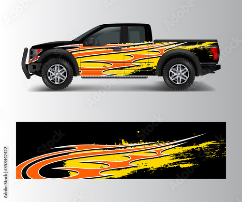 Graphic abstract grunge stripe designs for Truck decal, cargo van and car wrap vector