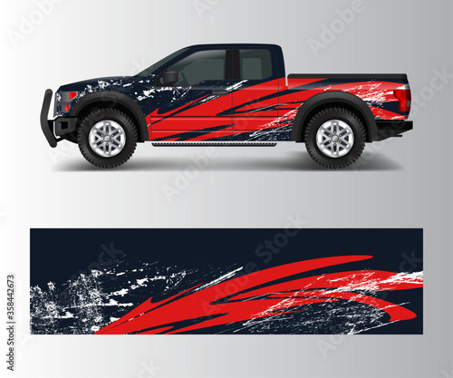 offroad vehicle wrap design vector. Pickup truck decal wrap design vector.
