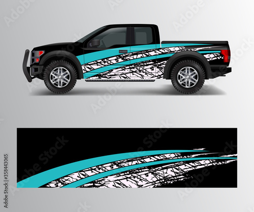 wrap graphic design vector for off road truck. Abstract sporty and adventure racing background. Full vector eps 10