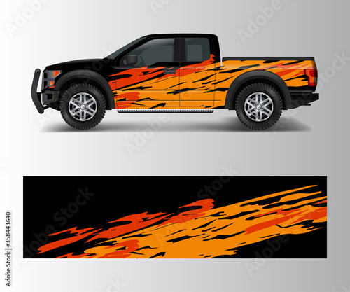 pickup truck graphic vector. abstract shape with grunge design for vehicle vinyl wrap