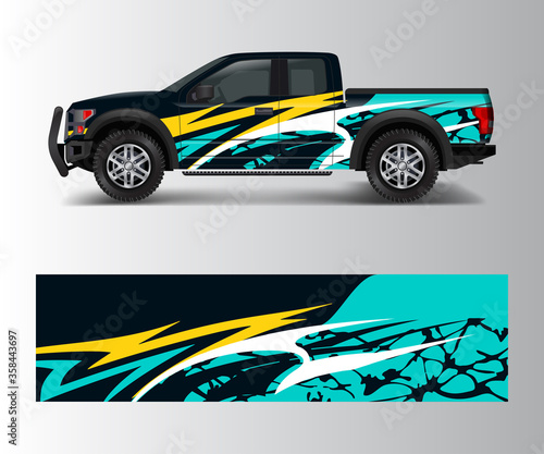 wrap graphic design vector for off road truck. Abstract sporty and adventure racing background. Full vector eps 10