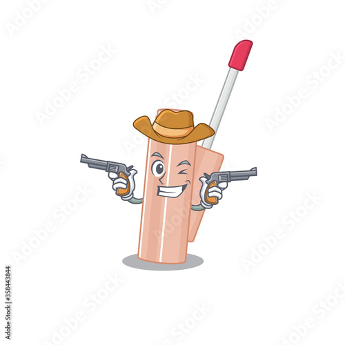 Cartoon character cowboy of lip tint with guns