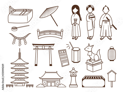 illustration of shrine and temple