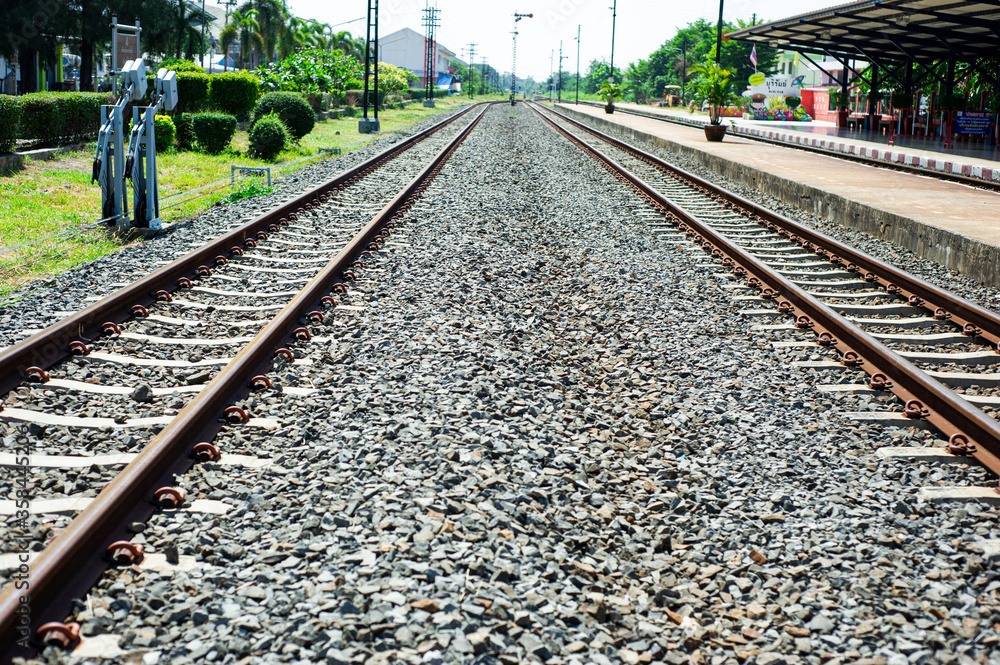 Railroad at a train station in Thailand