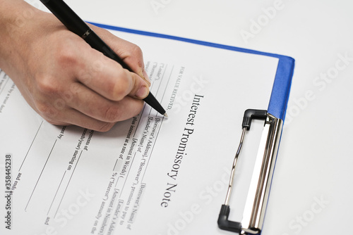 Filling and signing Interest Promissory Note document
