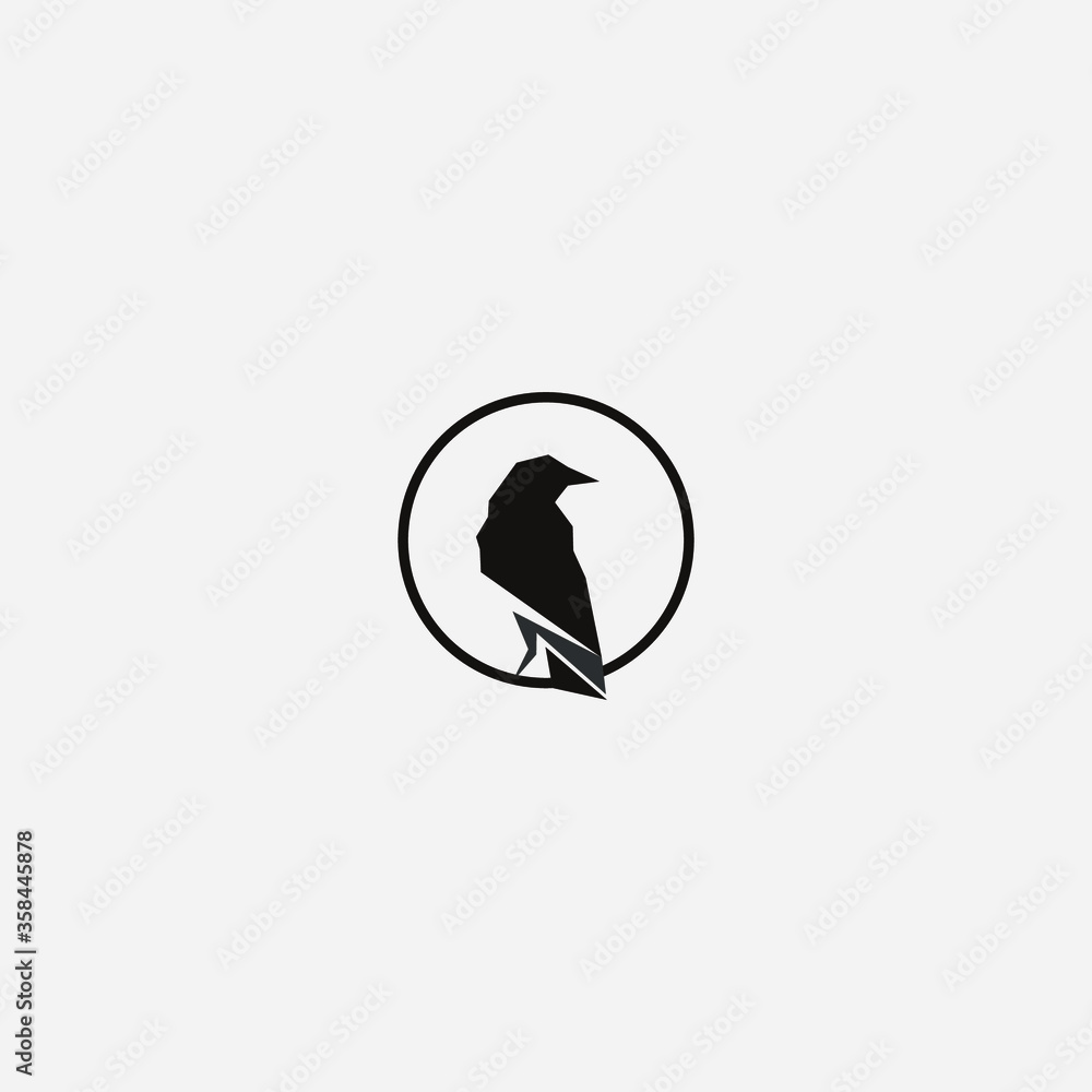 Fotografi vector illustration of a bird raven templet