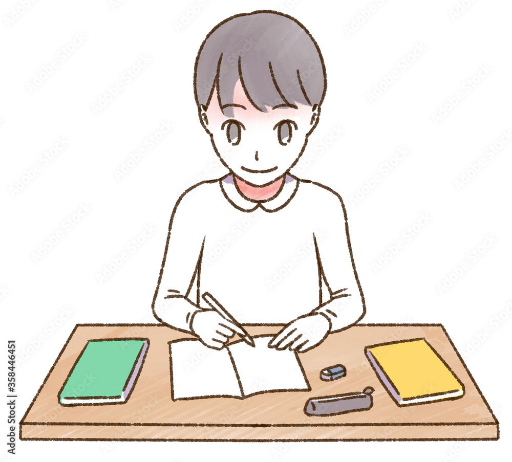 勉強しているこども 男の子